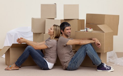 Organized labeling and secure packing boxes used in packing services in Lee
