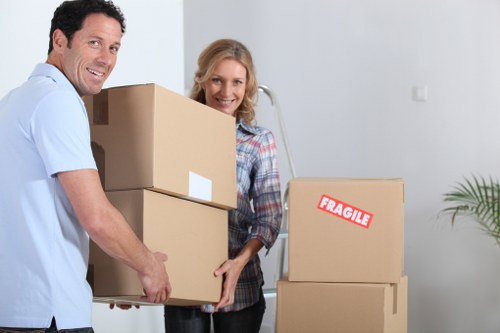 Boxes and organized belongings in a storage setting